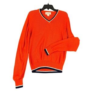 Vintage 70s 80s Clemson College Wear Gopher V Neck Knit Sweater Mens S Preppy